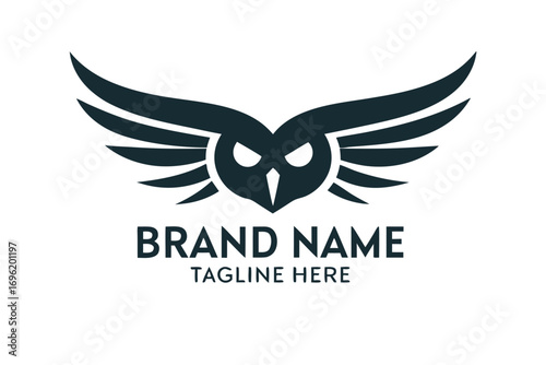 Line Art Owl Logo with Brand Name Design on White Background
