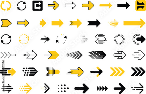 collection of 54 modern arrow icons vector pack for navigation direction web ui design ai eps png
