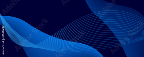 Flowing dark blue curve shape with soft gradient vector abstract background, relaxing and tranquil art, can illustrate health medical or sound of music.