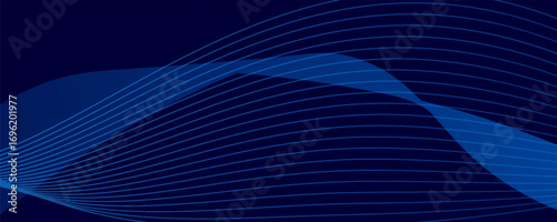 Flowing dark blue curve shape with soft gradient vector abstract background, relaxing and tranquil art, can illustrate health medical or sound of music.