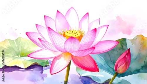 Watercolor lotus flower illustration