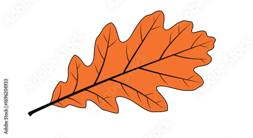 Vibrant autumn oak leaf with intricate veins and realistic texture perfect for fall season decorations and graphic design projects
