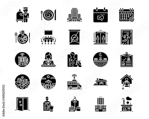 Hotel Management Line Vector Icons