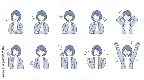 色々な表情のビジネスパーソンのイラスト