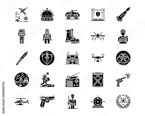 Military Line Vector Icons