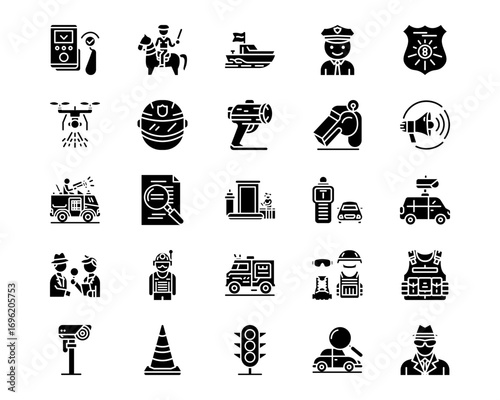 Police Line Vector Icons