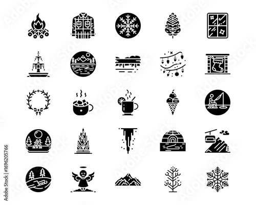 Winter Line Vector Icons
