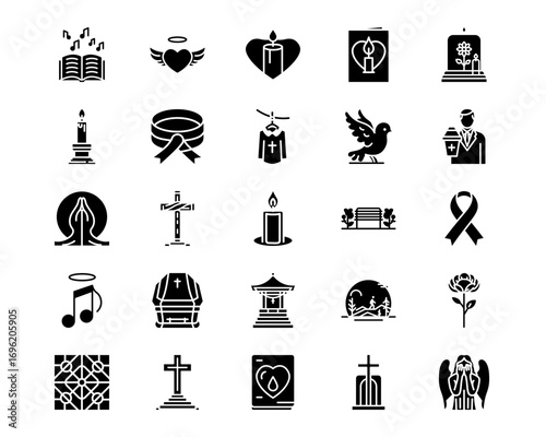 Funeral Line Vector Icons