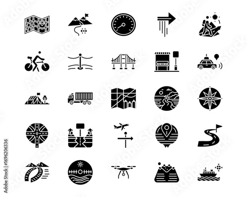 Map and Navigation Line Vector Icons