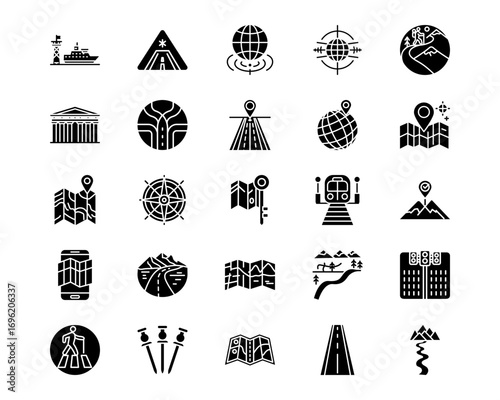 Map and Navigation Line Vector Icons