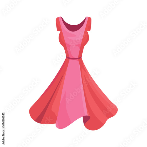 Modern dress. Flat vector clipart, illustration with isolated background.