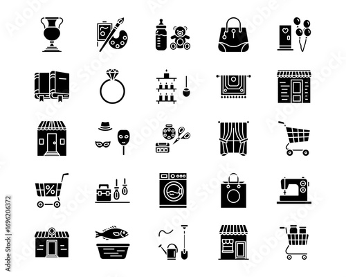 Shops and Stores Line Vector Icons