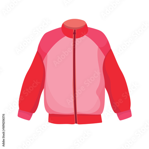 Zip-up sweatshirt. Flat vector clipart, illustration with isolated background.