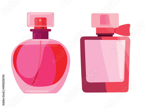 Pink perfume. Flat vector clipart, illustration with isolated background.