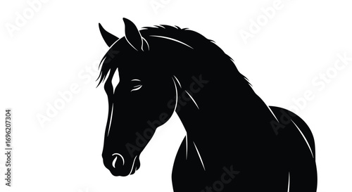 Elegant black horse silhouette illustration capturing majestic motion and graceful strength