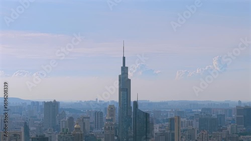 aerial view of Nanjing City downtown by the Xuanwu Lake, China