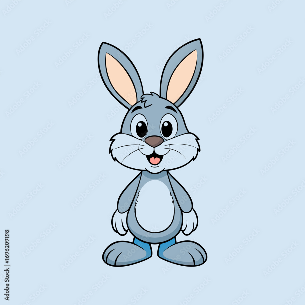 Obraz premium Adorable Cartoon Bunny Illustration - Cute Gray Rabbit Image