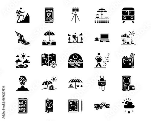 Vacation Planning Line Vector Icons