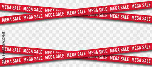 Red landing pages for mega sale on Black Friday on transparent background. Trade stickers and icons for products and promotions, sale and clearance signs, special offers, marketing, web banner.