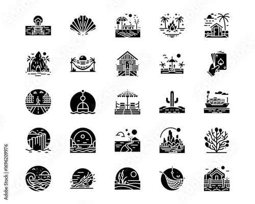 Coastline Line Vector Icons