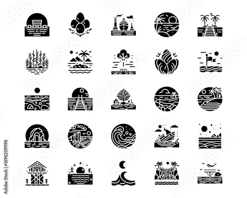 Coastline Line Vector Icons