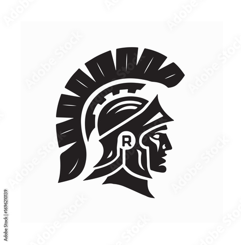 Roman Emperor Head with Laurel Wreath in Simple Logo Design Vector on white background