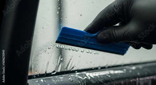 applying car window tint film installation