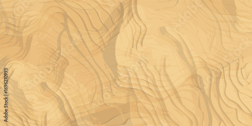 Abstract Light Brown Topographic Texture with Wavy Layered Contour Lines and Soft Shadows.