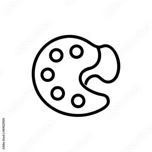 Palette with paint spots in simple outline style  