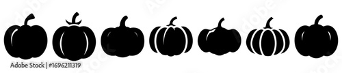 Silhouette of Different Pumpkins Perfect for Halloween or Thanksgiving Designs