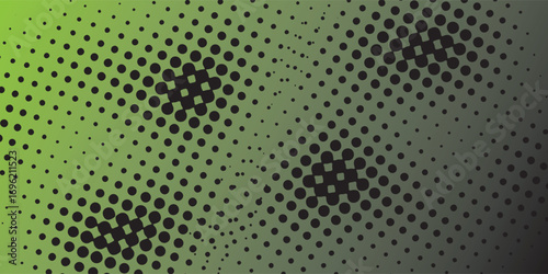 Abstract background with a black halftone dot pattern over a vibrant green to dark grey gradient.