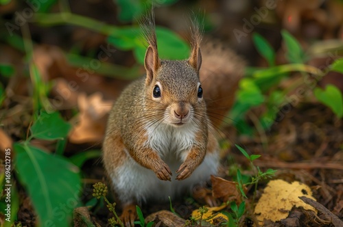 A squirrel seen up close on the earth
