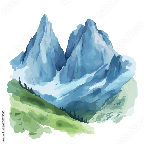 Triglav National Park. Triglav National Park watercolor vector illustration