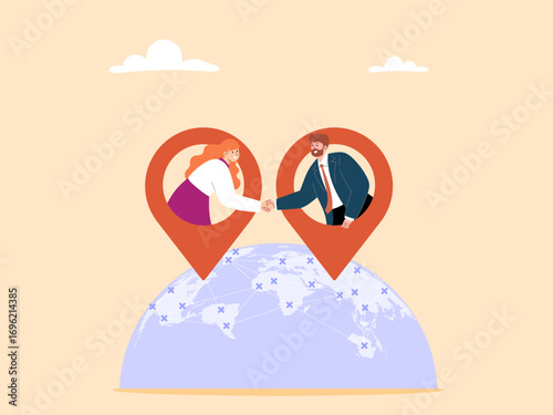 Business collaboration, expanding markets or businesses to the global level to create wealth
