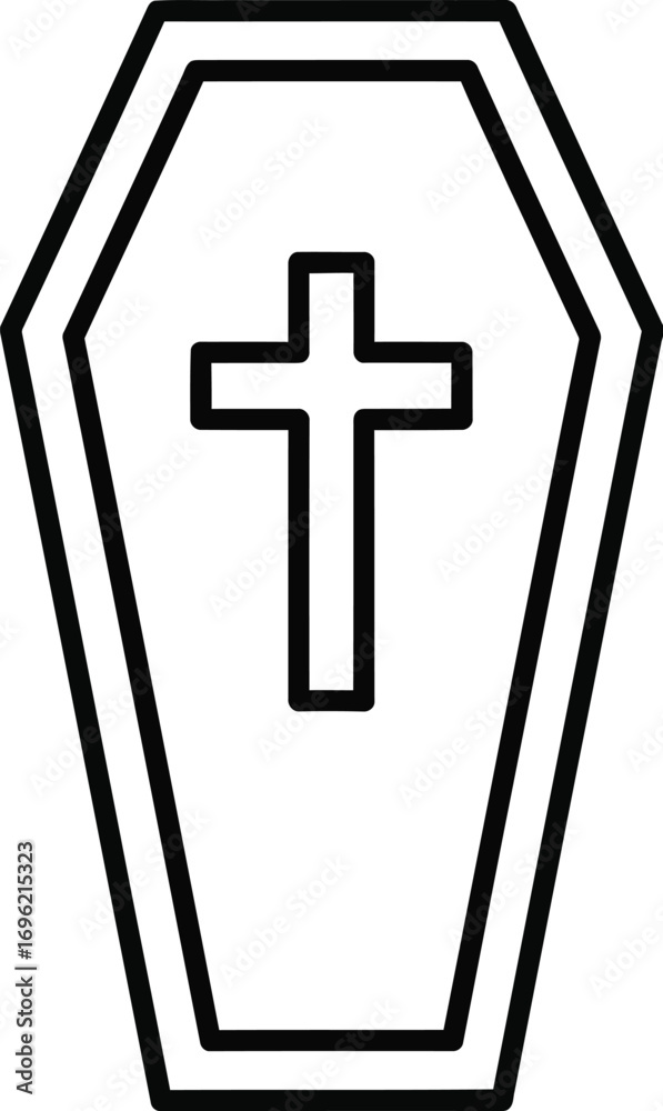 Obraz premium Black coffin with cross symbol, suitable for funeral or Halloween themes