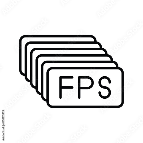 Stacked frames displaying FPS. Editable stroke icon