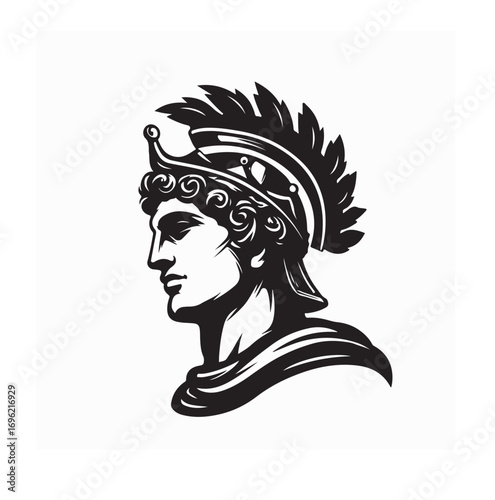 Ancient Roman Emperor Portrait Icon in Flat Vector Logo Style Design on white background