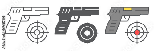 Shooter game icon, video games and gun, shooting target sign vector graphics, editable stroke linear icon, eps 10.