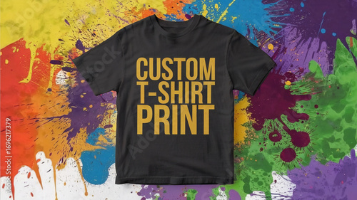 Black t shirt custom print graphic design apparel