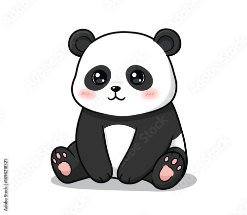 Cute Panda Bear Illustration: A charming panda bear illustration featuring a playful and endearing design, perfect for capturing the warmth and friendliness of this beloved animal.