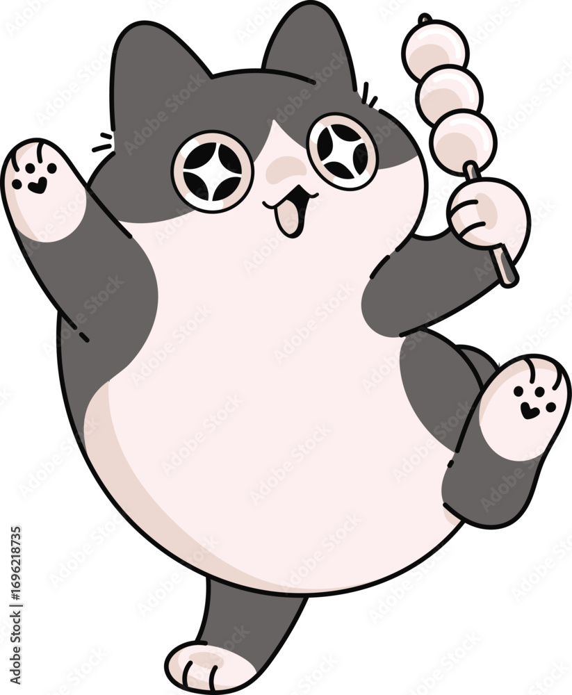 Fototapeta premium Cat Holding Dango