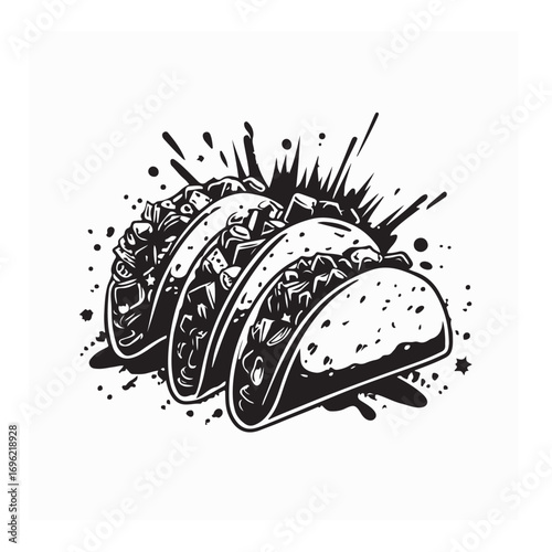 Traditional Mexican tacos vector on white background