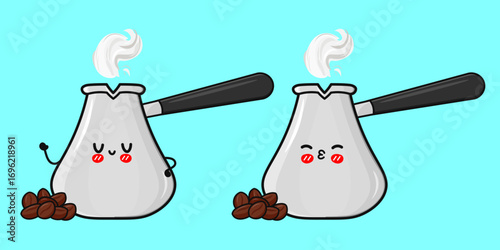 Cute Kawaii Coffee Pots and Beans