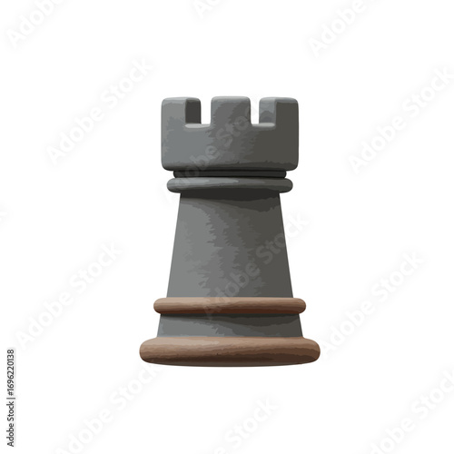 3D Render of a Stone Chess Rook Piece Strategy Game and Power