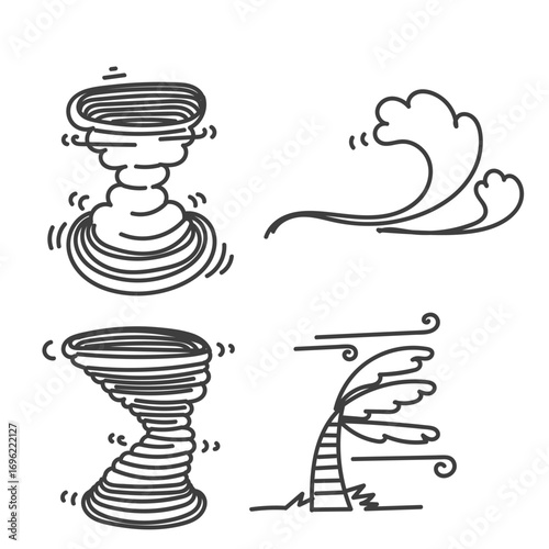 doodle windstorm illustration collection icon isolated