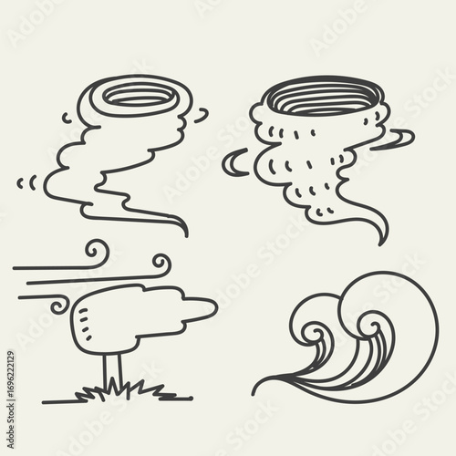 doodle windstorm illustration collection icon isolated