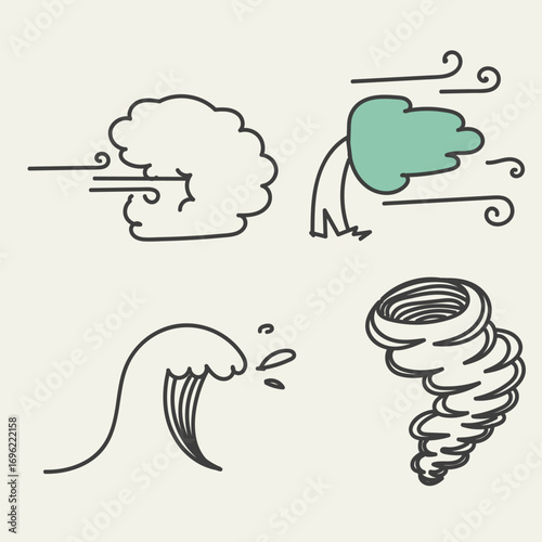 doodle windstorm illustration collection icon isolated