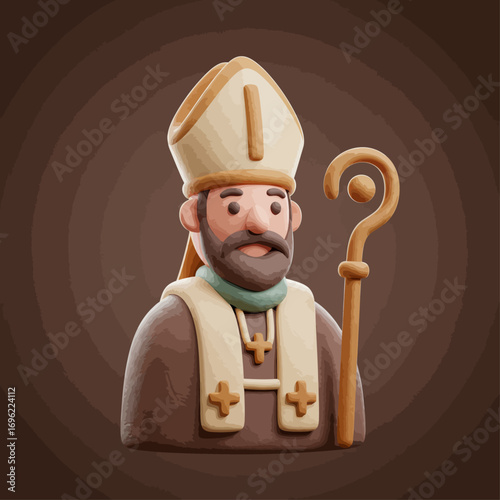 3D Render of a Cartoon Bishop Religious Clergyman Church Leader Faith Icon