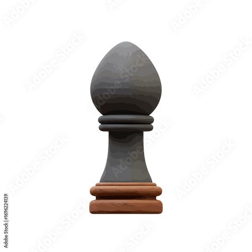3D Render of a Black Chess Bishop Piece Strategy Game Competition Concept