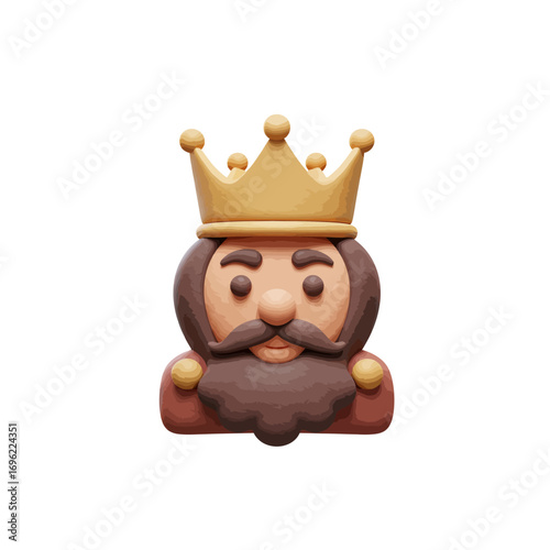 3D Render of a King Cartoon King Claymation King Royal Icon Game Asset